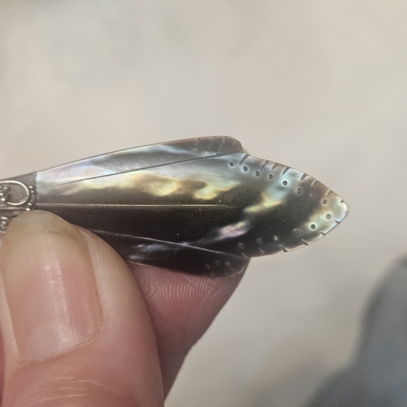 EXQUISITE VTG. BOHO STERLING & ETCHED ABALONE.BEAUTIFUL DESIGN on the STERLING - Picture 7 of 7